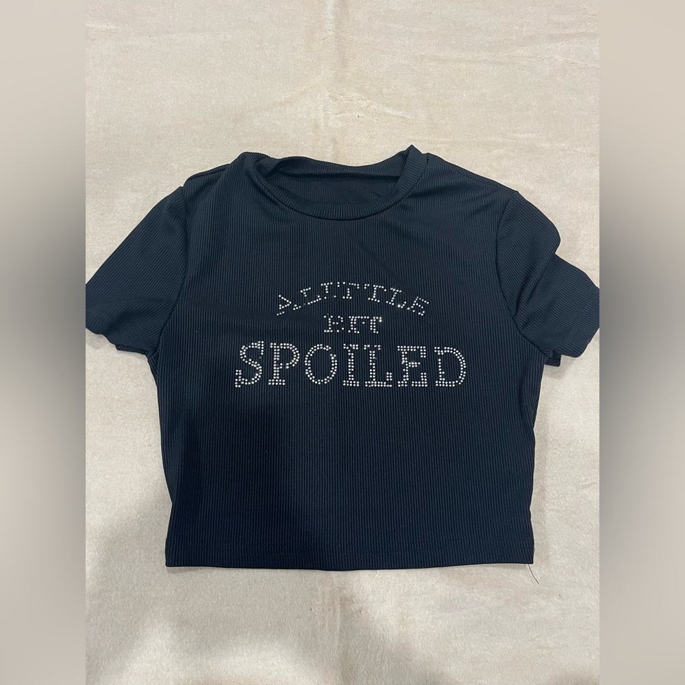 Black Graphic Tee with Rhinestone Design✨ 
WORN.